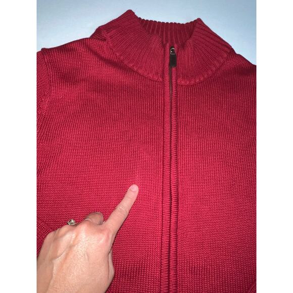 LL Bean Sweater Men’s Size L Red 1/4 Zip Pullover Mock Neck Long Sleeve Cotton - Picture 5 of 16